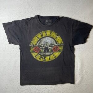 Guns N' Roses Graphic T-Shirt Mens Large Black Distressed Band Tee Short Sleeve